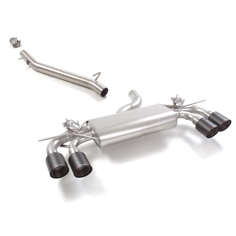 Tramo intermedio en acero inox + Silencioso trasero doble carbon Shot Volkswagen Golf Mk8 R 2.0TSI 4motion (235kW) 12/2020 - Hoy