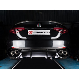 Escape trasero doble en acero inox Ragazzon Alfa Romeo Giulia (952) Quadrifoglio 2.9 TURBO (375KW) 2016 - Hoy